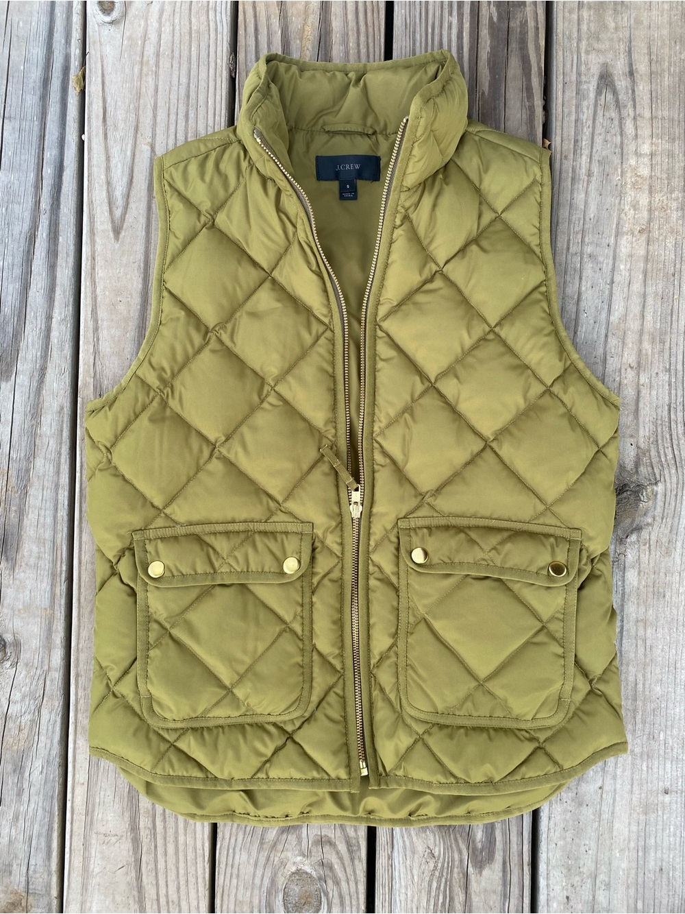 J. Crew Quilted Puffer Vest in Olive